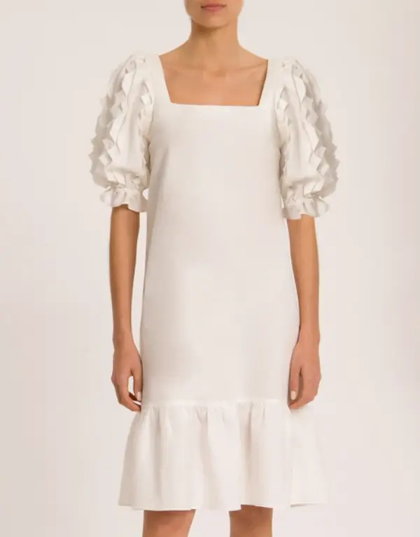 Vestido baby doll com manga bufante