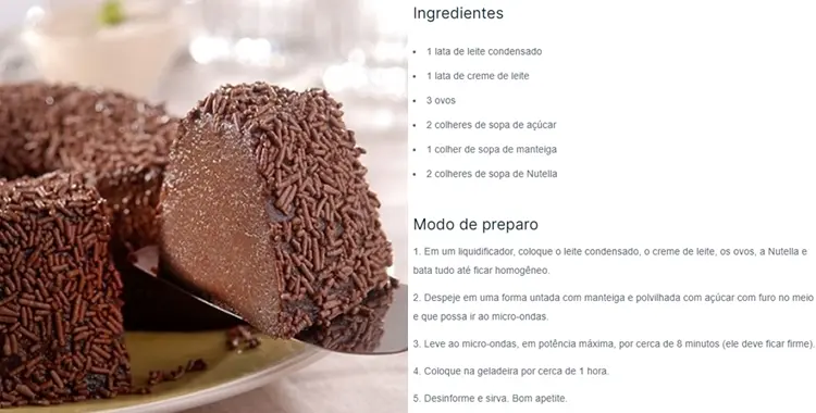 Brigadeirão de Nutella.