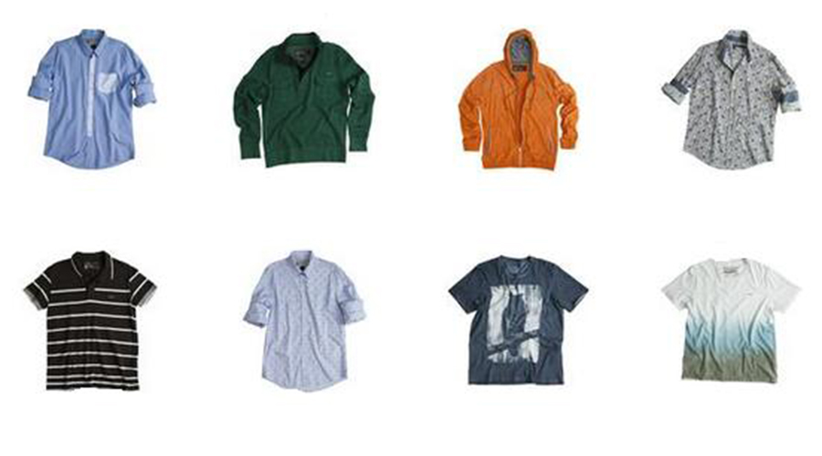 8 camisas de cores e formatos diversos