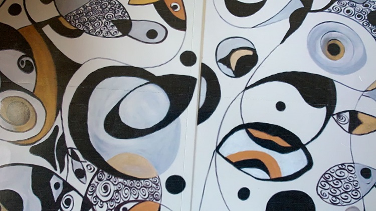 Mural abstrato de Alcinda Saphira