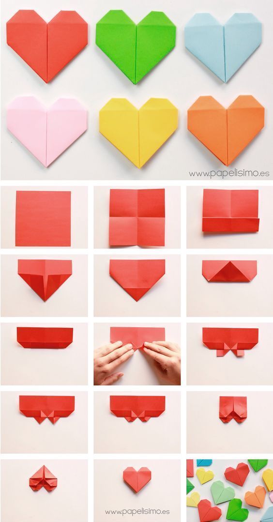 Passo a passo origami de coração