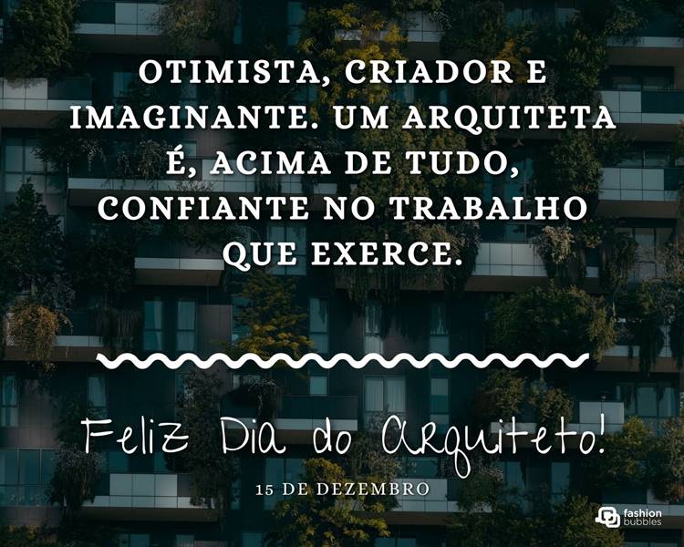 Foto com frase sobre o Dia do Arquiteto.