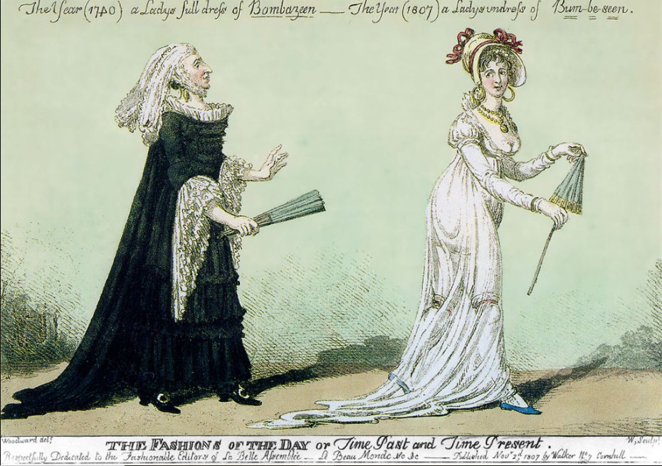 Desenho intitulado "A moda do dia, ou Tempo Passado e Tempo Presente", de 1807.